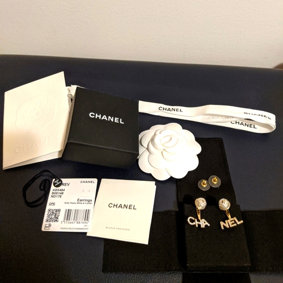 Chanel "CHA-NEL" Earring Jacket Stud Earrings - Picture 1 of 11